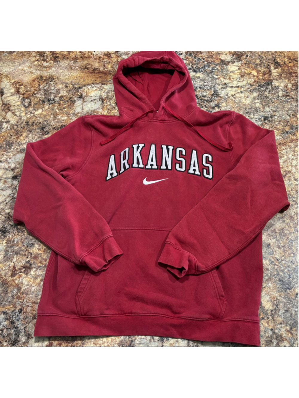 Vintage Nike Arkansas Razorbacks Center Swoosh Hoodie Red Medium